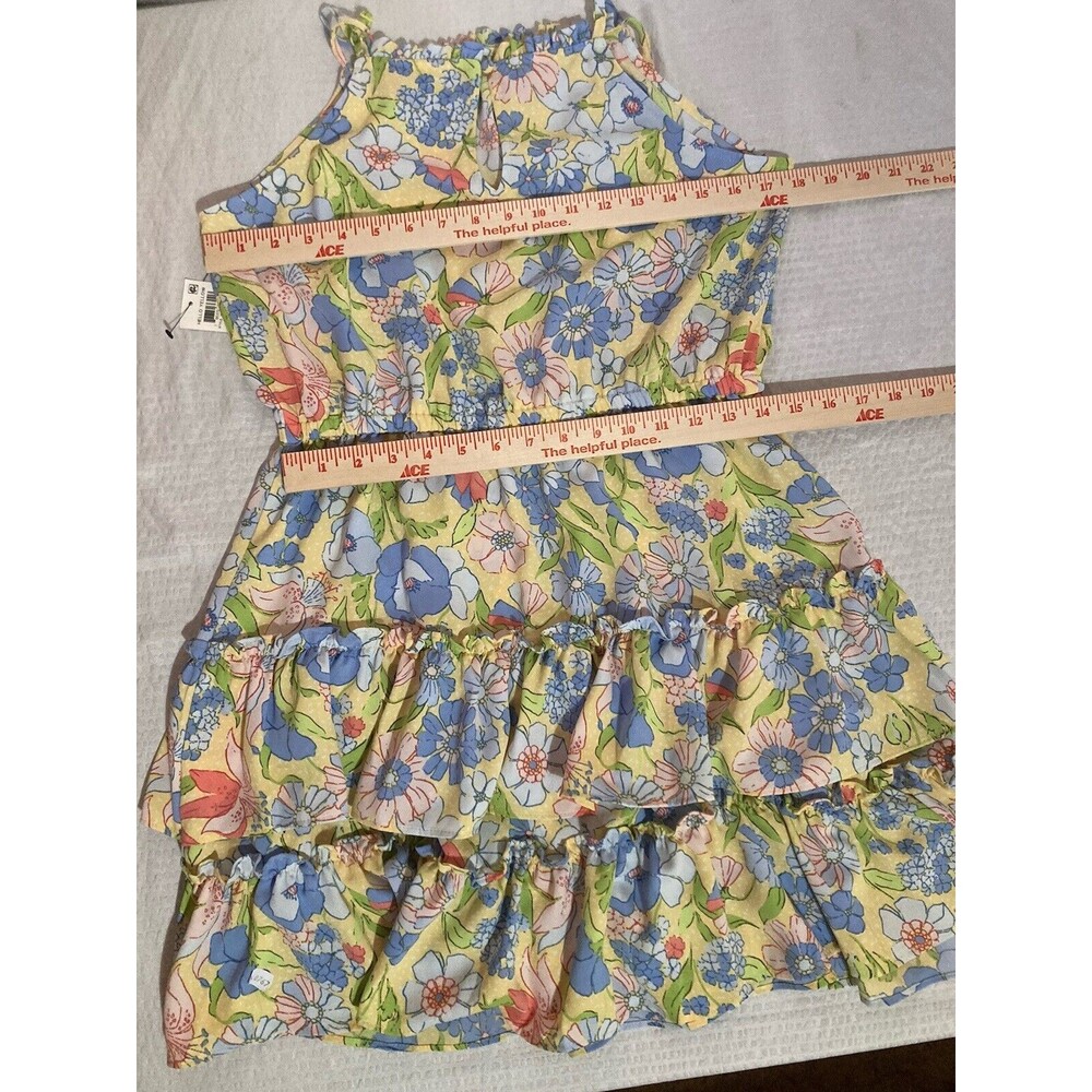 BAR III Womens Large Hello Yellow Adjustable Spaghetti Strap Dress Ruffles New - Picture 9 of 9